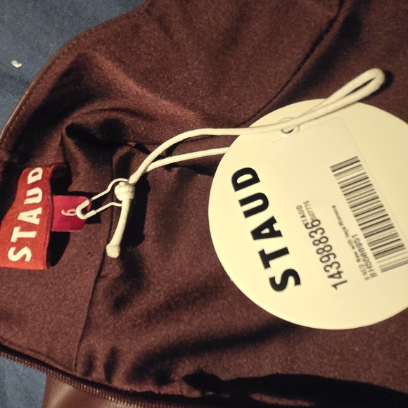 Staud NWT Plum Faux Leather Palettes Mini Dress Size 6 - Picture 4 of 12